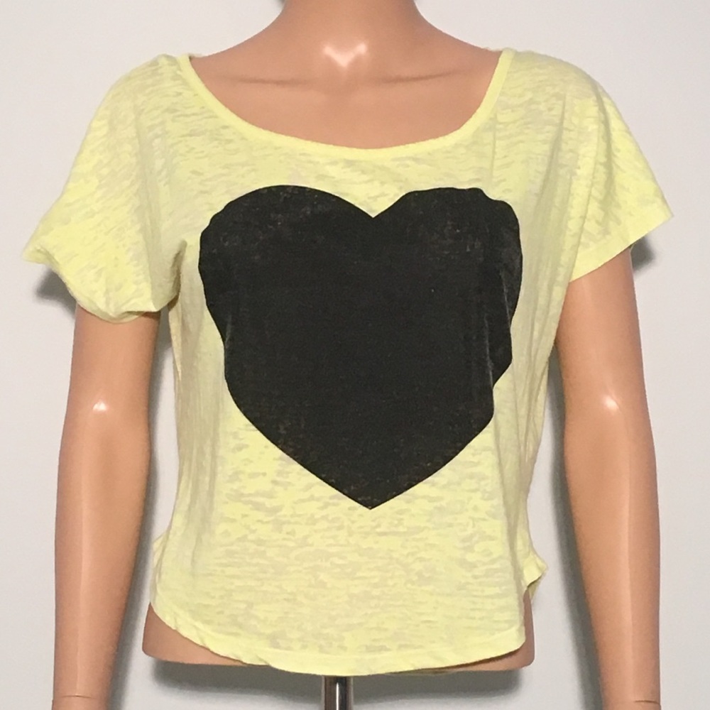 Dirty Couture Heart Tee, Yellow, Small, Pre-owned